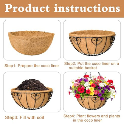 4 Pack 14 Inch Hanging Baskets for Plants Outdoor Metal Hanging Planter Basket with Coco Coir Liner Hanging Flower Baskets Hangings Flower Pots Holder for Garden, Patio(AX) - size: 14 Inch, style: Modern