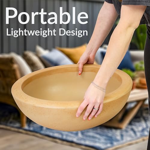 Sunnydaze Percival 20.75" Shallow Outdoor Planter Bowl, Sand, 2pk - color: Sand