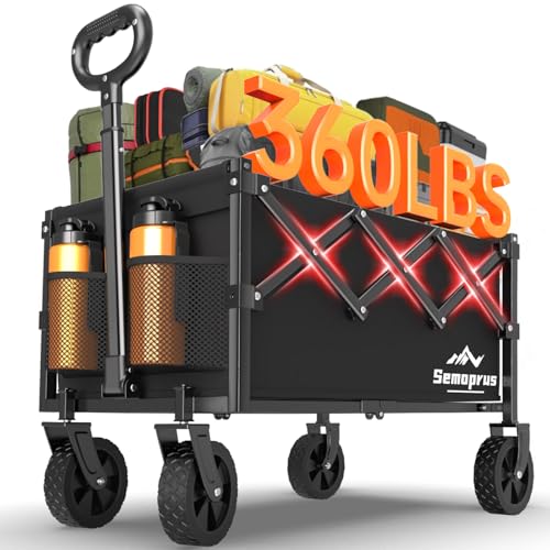 COZEER Wagons Carts Foldable, 360LBS Folding Heavy Duty Wagon with Wheels - color: Black, size: 100L