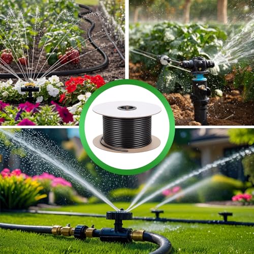100 ft 1/4 Inch Drip Irrigation Tubing Kit, 1/4" Black Drip Hose with 110 Pcs Fittings, Distribution Hose Tube Set with Spool for Garden DIY Irrigation System