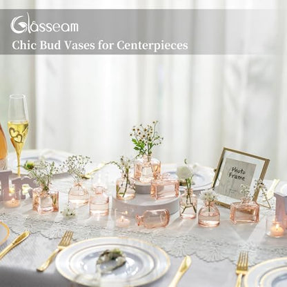 Glasseam Champagne Mini Bud Vases, 5 Pcs Small Glass Vases for Centerpieces - color: Champagne, size: 5Pcs- Mini Vases