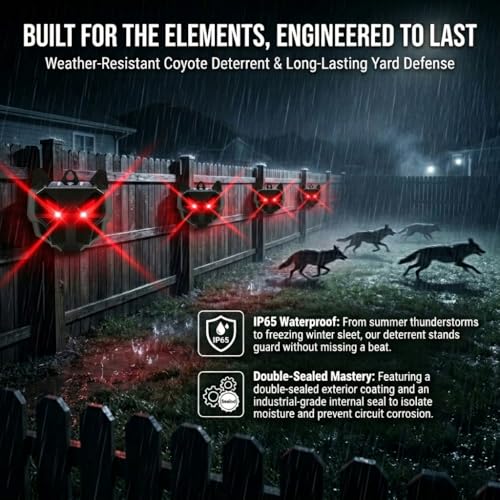 2026 Coyote Deterrent Solar Predator Eyes Animal Repellent Outdoor Red LED Predator Light Deterrent for Deer,Fox, Raccoon,Skunk, Night Sentry for Chicken Coop,Yard,Garden & Farm Protection,4 Pack