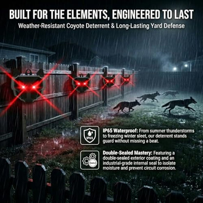 2026 Coyote Deterrent Solar Predator Eyes Animal Repellent Outdoor Red LED Predator Light Deterrent for Deer,Fox, Raccoon,Skunk, Night Sentry for Chicken Coop,Yard,Garden & Farm Protection,4 Pack