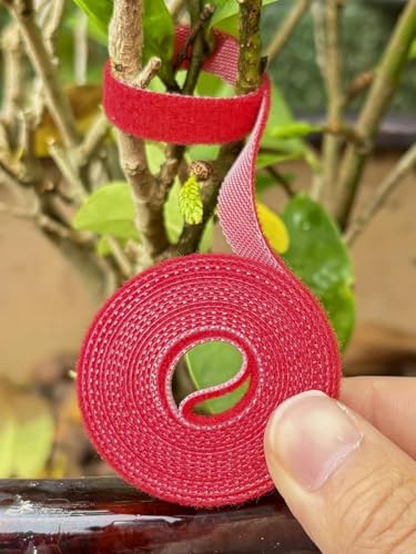 3Rolls Nylon Plant Ties Reusable Self Adhesive Plant Fastener Tape for Support Garden Supplies,200Ccm (Red) - color: Red