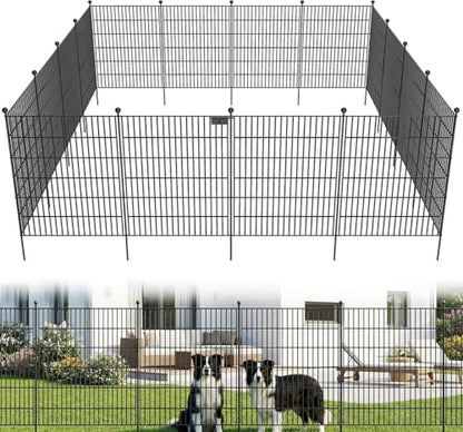 Toolterritary 10 Panels No Dig Garden Fence with Gate, 40 in(H) X 24.2 ft(L) Metal Fence Panels, Thickened Rustproof Garden Fencing, Animal Barrier Fence for for Dogs, Rabbits, Landscape, Patio - size: 40 in(H)×29in(L)