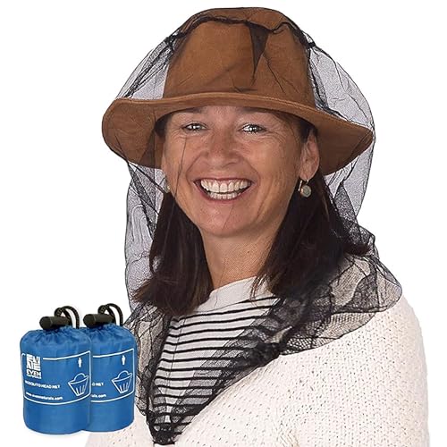 EVEN NATURALS Premium Mosquito Head Net - Ultra Large and Long, Extra Fine Holes, Mesh (39 * 26 * 25 inch) - size: 2-Pack