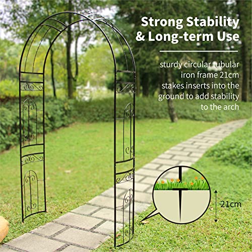 Metal Garden Arbor Wedding Arch 95.3" H x 45" W, Heavy Duty Rustproof Iron Pergola Trellis for Climbing Plants Outdoor Garden Patio Pathway Lawn Ceremony Party Decoration