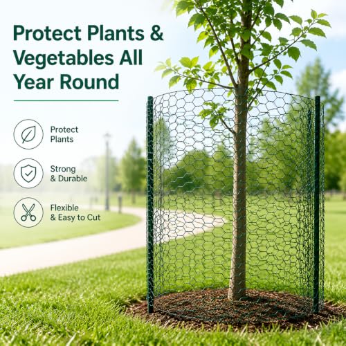 19.6Ft x 16In Plant Protectors from Animals, PVC Coated Wire Mesh