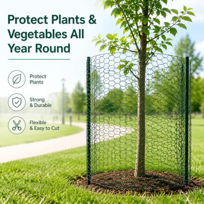 19.6Ft x 16In Plant Protectors from Animals, PVC Coated Wire Mesh