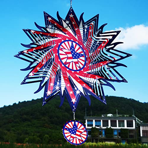 DJUAN 12in American Flag Patriotic Wind Spinner Gifts for Men Dad - color: 3-american Flag