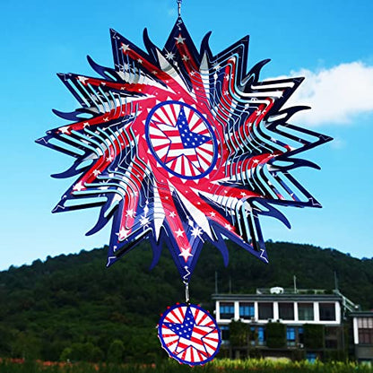 DJUAN 12in American Flag Patriotic Wind Spinner Gifts for Men Dad - color: 3-american Flag