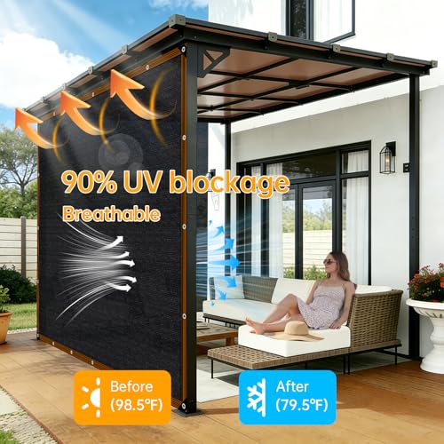 Shade-Cloth 85-90% for Garden Plants 8x16 FT, Black Sun-Block Shade Cover Mesh Tarp with Grommets Sun Shade Canopy for Outdoor Pergola Patio Flower Lawn Kennel Chicken Coop - size: 8x16 FT