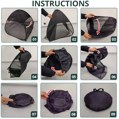 2Pcs Pop Up Garden Netting Bug and Shade Cover,Plant Sun Shade Netting Tent - color: Black-22x22x22 Inch