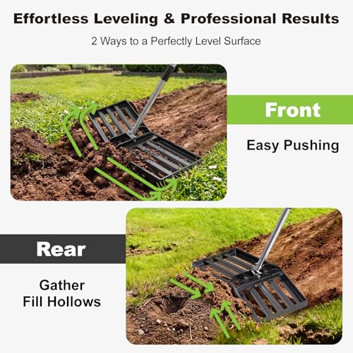 36" x 10" Lawn Leveling Rake, Angled Design Yard Leveler Rake - size: 36 Inch