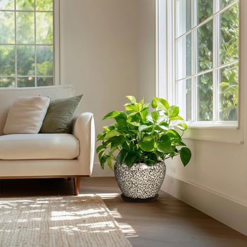 Ceramic Pots for Plants, 10 Inch Planters, White Leopard - color: White Leopard, size: 10 Inch