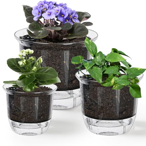 Plant Pots 6/5/4 inch Set of 3, Self Watering Pots for Indoor Outdoor - color: L,m,s