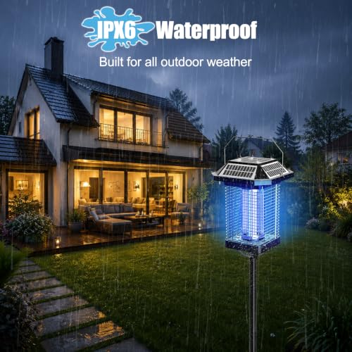 Solar Bug Zapper Outdoor, 4500V USB Rechargeable UV Flying Insect Trap (Square) - size: Square