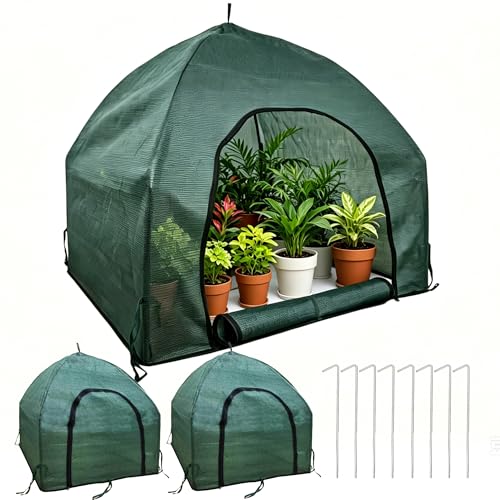 75% Shade Plant Protection Cover for All Seasons, 4.3 * 4.3 * 3 FT Heavy-Duty Garden Tent with Zipper Door, Protect Plants from Sun, Wind, Animals for Summer Shade - color: Sun