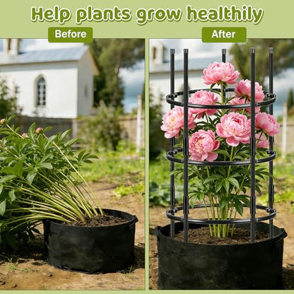 19.5" D x 39" H Peony Plant Support Cage,3-Tier Stackable