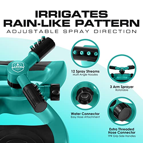 Sprinklers for Yard - 360° Rotating Lawn Sprinkler, Heavy Duty Weighted - color: GREEN