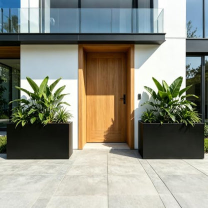 Tall Metal Planter 38" L x 12" W x 30" H, Steel Planter Box Outdoor - color: Black, size: 38”L x 12”W x 30”H