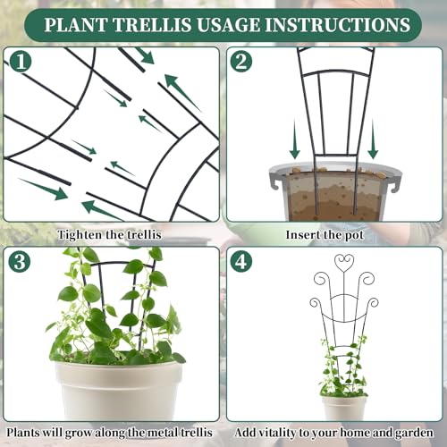 4 Pack 30'' Large Metal Plant Trellis for Climbing Plants, - color: Black-4pcs
