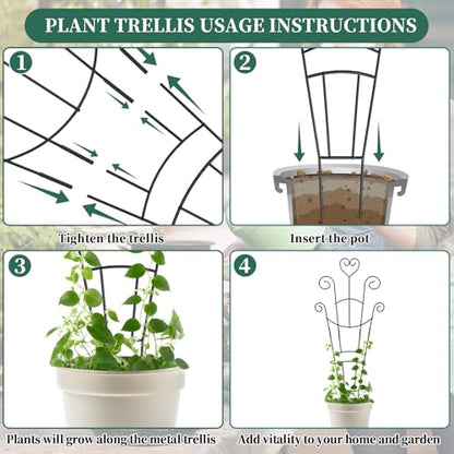 4 Pack 30'' Large Metal Plant Trellis for Climbing Plants, - color: Black-4pcs