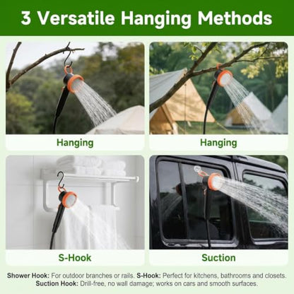 Portable Camping Shower Pump, 8000mAh, LED Display