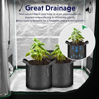 iPower 7 Gallon 5 Pack Grow Bags Nonwoven Fabric Pots Aeration Container with Strap Handles for Garden and Planting, 5-Pack Black, 7 Gallon - color: 5-pack Black, size: 7 Gallon Standard