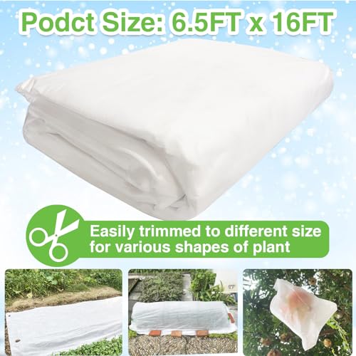 YFFSIDMY Plant Covers Freeze Protection, 6.5'x16' Frost Blankets for Outdoor Plants, Winter Tree Frost Cloth Plant Freeze Protection, Garden Heat Protection Floating Row Cover, White (Pack of 2) - size: 6.5'x16' (Pack of 2)