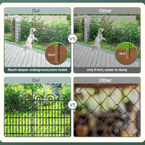 15 Panels Tall Garden Animal Barrier Fence with Gate, 33 in(H) X 36.8 ft(L) No Dig Decorative Garden Fence Outdoor for Yard, Heavy Duty Rustproof Metal Edging Border for Dog, Rabbits