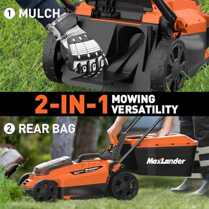 MAXLANDER 20V 13" Electric Lawn Mower & 12" Weed Wacker& Leaf Blower Combo - color: Orange