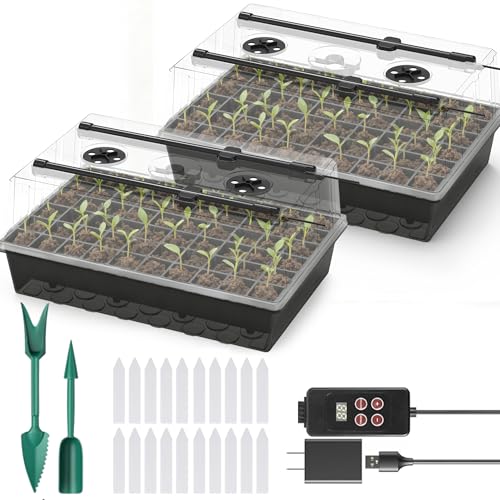 120-Cell Self-Watering Seed Starter Tray with Grow Lights, Upgraded 1–24H Timer, Seed Trays with Humidity Dome, Indoor Gardening System, Starter Kit for Seeds, Plant Germination - size: 120 cell
