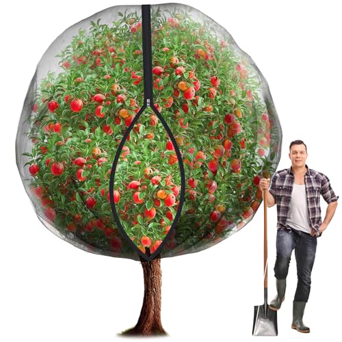10.8 x 9.8 Ft Black Large Fruit Tree Netting with Zipper and Drawstring, Breathable Mesh Garden Bird Netting Plant Cover, Insect Bird Barrier Net Mesh for Protect Fruits Plants from Squirrel Bugs - size: 10.8 x 9.8 Ft