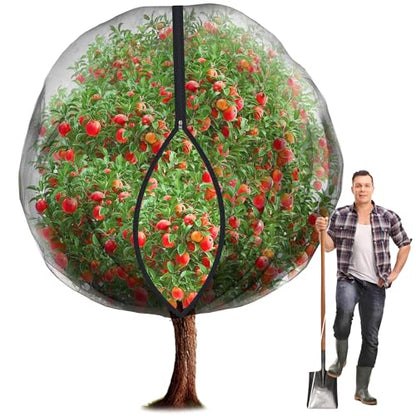 10.8 x 9.8 Ft Black Large Fruit Tree Netting with Zipper and Drawstring, Breathable Mesh Garden Bird Netting Plant Cover, Insect Bird Barrier Net Mesh for Protect Fruits Plants from Squirrel Bugs - size: 10.8 x 9.8 Ft