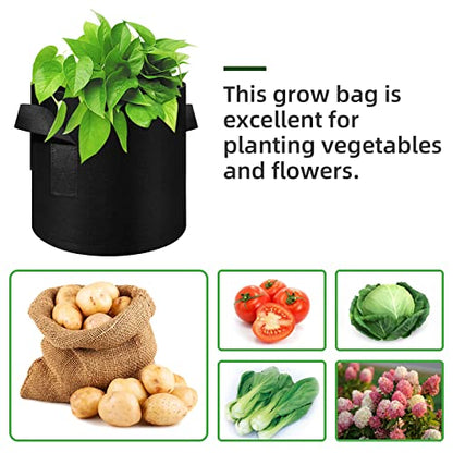 75 Pack 5 Gallon Plant Grow Bags Bulk, Thickened Nonwoven Fabric Pots with Handles, Black Vegetable Planter Bags Containers, Cloth Planters for Garden Vegetable/Flower/Plant/Fruits Outdoor - size: 5 Gallon