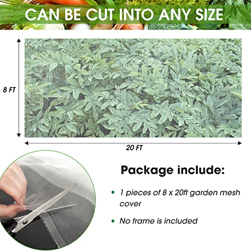 Unves Garden Mesh Netting, 8' x 20' Mosquito Bird Netting Row Cover - size: 8 x 20 Ft x 1 pc