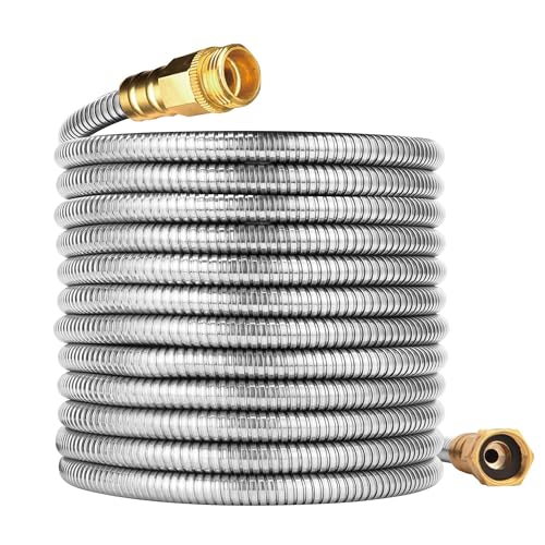 75FT Stainless Steel Garden Hose, 3/4 GHT Male to Female - size: 75FT