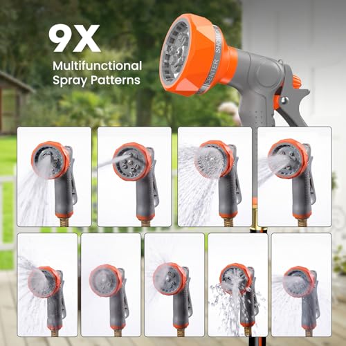 NEWBULIG Garden Hose Reel, 1/2" x 65 ft Retractable Heavy Duty Water Hose - color: Orange, size: 1/2" x 65 FT