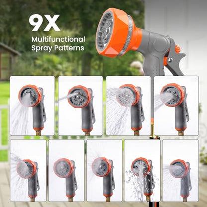 NEWBULIG Garden Hose Reel, 1/2" x 65 ft Retractable Heavy Duty Water Hose - color: Orange, size: 1/2" x 65 FT