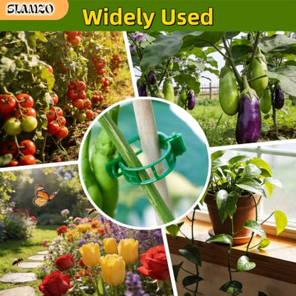 300Pcs Green Plant Support Clips for Vine Veggies Flowers,Weatherproof Sturdy Plastic, Tool-Free Quick Setup, Avoids Stem Scratches, Manually Screened Flawless Clips - color: Green
