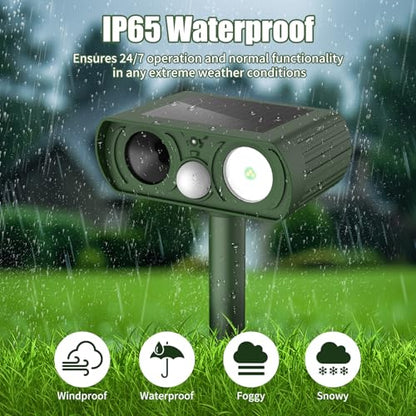 Solar Ultrasonic Animal Repellent, Deer Repellent Devices Waterproof, Cat Repellent Outdoor with Motion Detection Squirrel Skunk Rabbit Dog Raccoon Deterrents Animal Repeller for Yard, 1 Pack, Green - size: 1 Pack