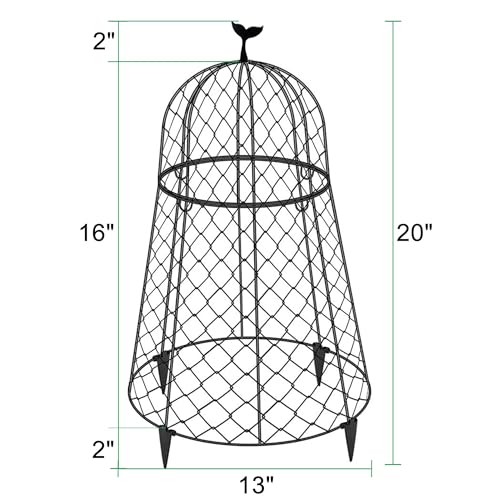 10 Packs Garden Cloches for Plants, Plant Protectors from Animals, Chicken Wire Cloche, Plant Cloche and Cage, Protection for Your Plants and Seedlings, 13" D x 20" H - Black - size: 10pcs - 20" High
