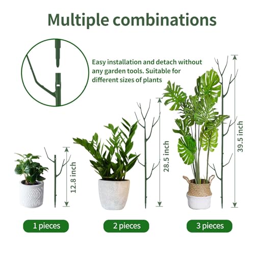 Yhtpouqe 12 Pack Plant Support Stakes, Plant Stakes for Indoor and Outdoor Plants. 39.37inch Plant Sticks with Extension Poles, Plant Clips, Plant Ties for Potted Monstera Plants, Climbing Plants - size: 39.37"- 12 Pack