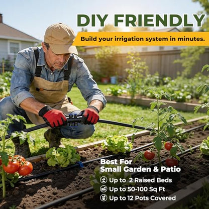 50FT Drip Irrigation Kit, Quick Connect Garden Watering System, Easy Install Drip Irrigation System with Misting Nozzles for Patio, Potted Plants, Small Garden & Greenhouse - size: 50FT