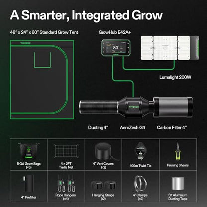 VIVOSUN Smart Grow Tent Kit 2x4, 2-Plant WiFi-Integrated Grow System - size: 48"x24"x60"
