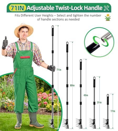 Weeding Rake Puller Tool for Garden,Heavy Duty Iron Weed Puller Cutter Tool - style: 6 Teeth