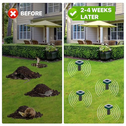 12 Pcs Mole Repellent Solar Powered Ultrasonic Snake Away for Yard Pet Safe