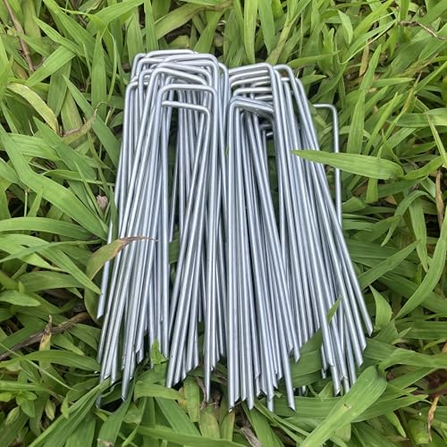6 Inches Heavy Duty Galvanized Steel Garden Stakes Staples Securing Pegs for Securing Weed Fabric Landscape Fabric Netting Ground Sheets and Fleece, Christmas Decoration, Accessories (10)