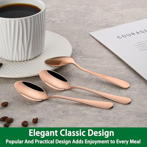 DEHOV 5.5 Inch Rose Gold Small Coffee & Tea & Dessert Spoons Set of 8 - color: Rose Gold